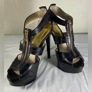 Michael Kors Black Heels with Gold Zipper